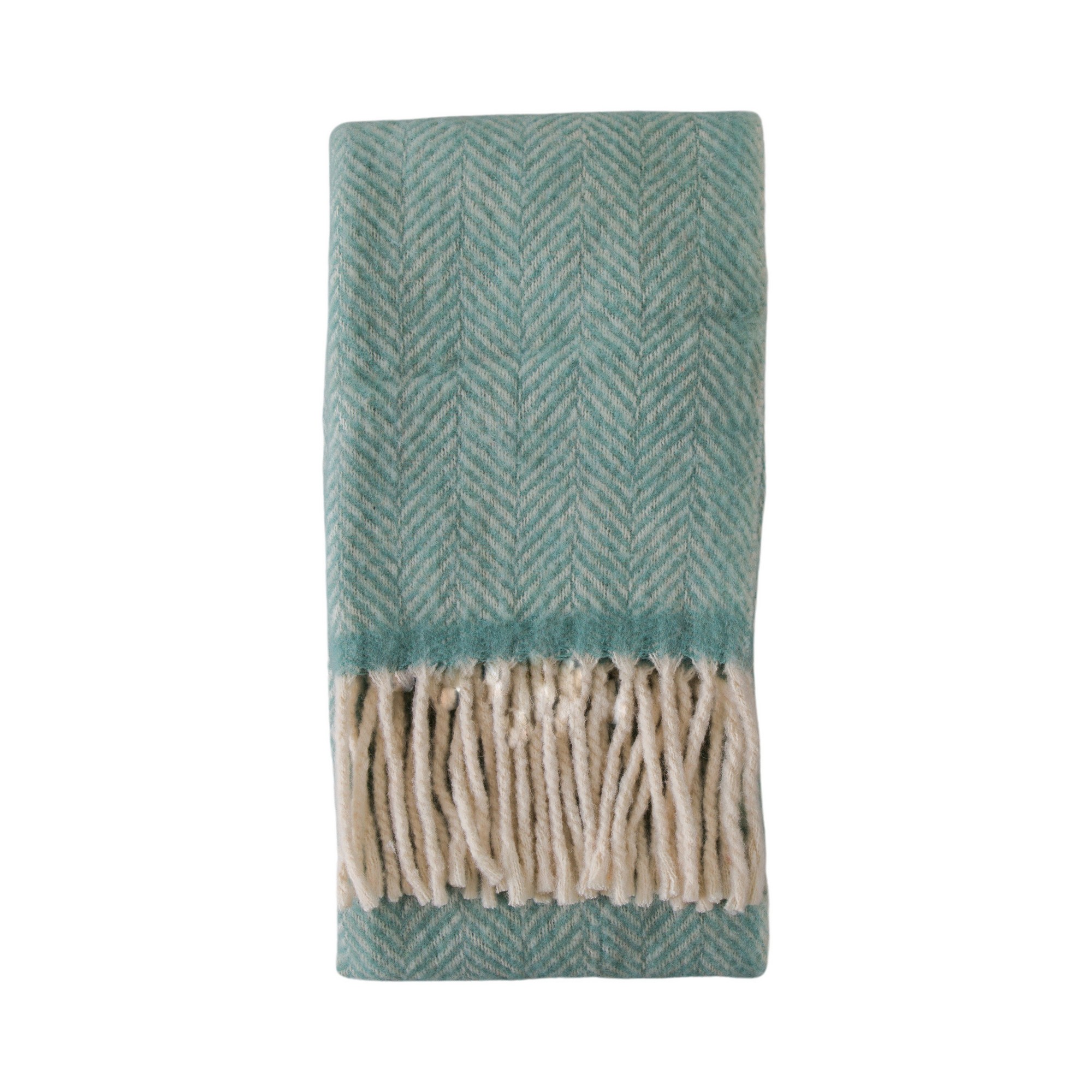 Herringbone Wool Kilburn Scott Throw In Duck Egg Blue